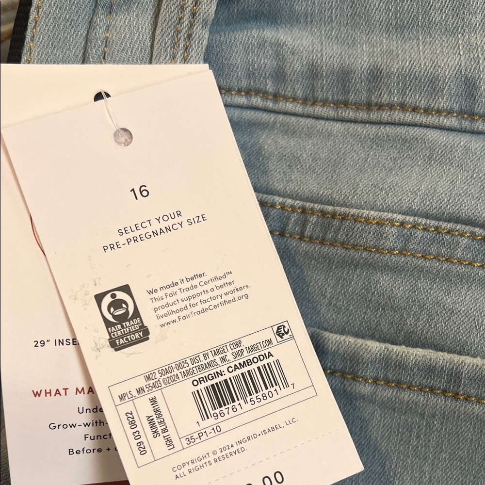 Under Belly Skinny Maternity Jeans Light Wash Size 16 NWT - Picture 4 of 4